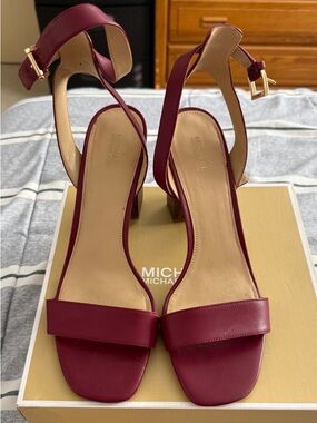 Michael Kors Burgundy Ankle Strap 3 “Block Heel Sandals